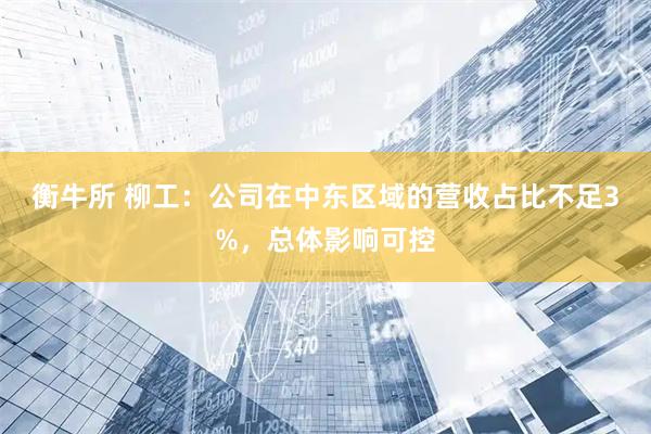 衡牛所 柳工：公司在中东区域的营收占比不足3%，总体影响可控