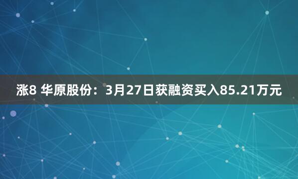 涨8 华原股份：3月27日获融资买入85.21万元
