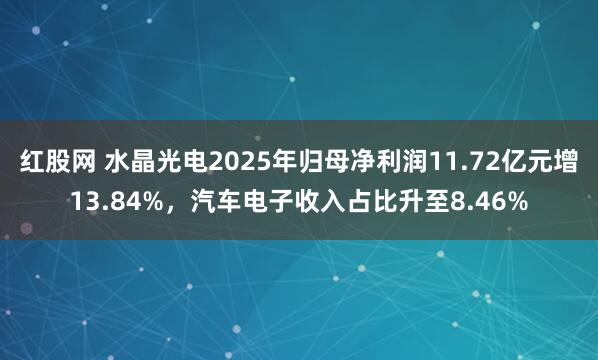 红股网 水晶光电2025年归母净利润11.72亿元增13.84%，汽车电子收入占比升至8.46%